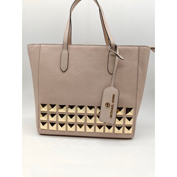 MICHAEL KORS Sinclair East West large studs leather medium tote bag - PINK - Picture 3 of 14